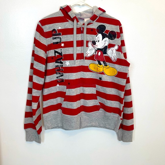 Disney Tops - Disney Color Block Zip Front Hooded Jacket Junior Size XL(15-17)